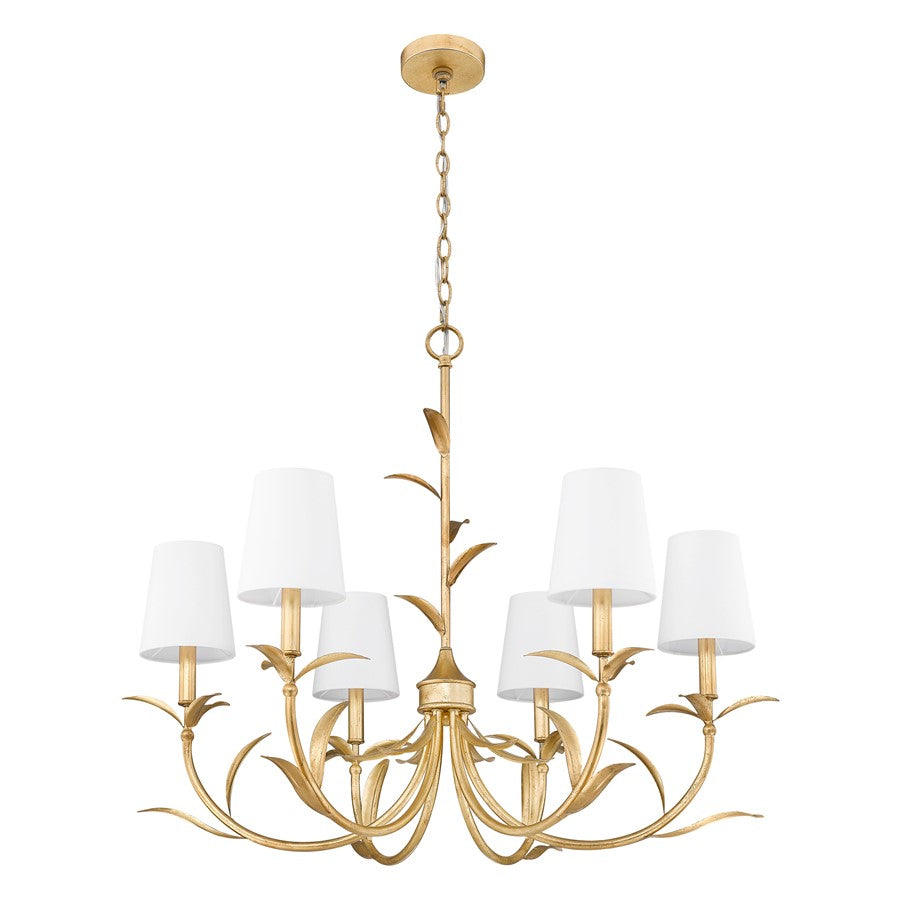 Z-Lite Aslin 6 Light Chandelier, Gold Leaf/White