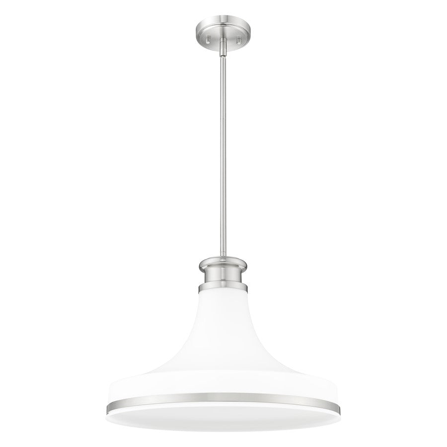 Z-Lite Reznor 1 Light 18" Pendant, Brushed Nickel/Matte Opal