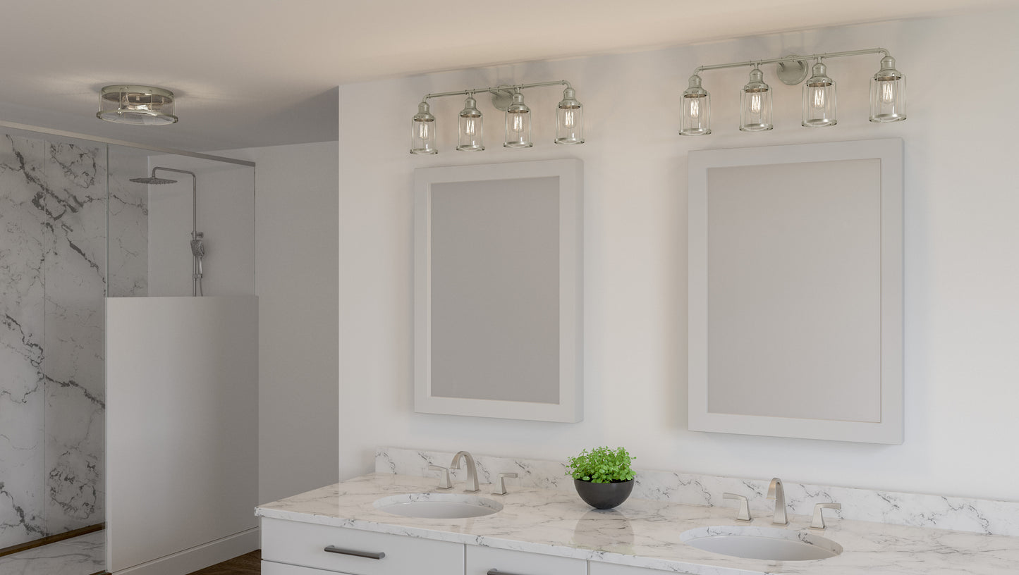 4 Light Bathroom Vanity Light, Brushed Nickel