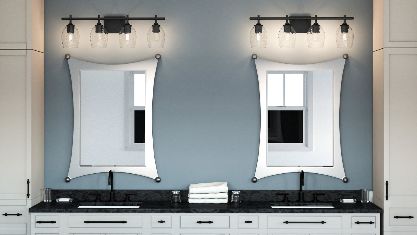4 Light Bathroom Vanity Light, Matte Black