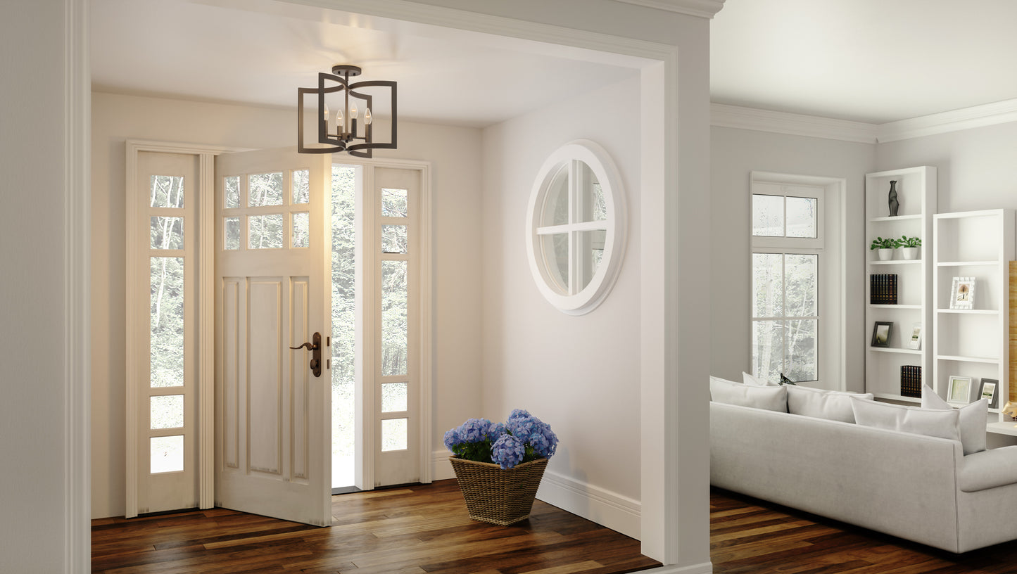 Quoizel Beaufain 4 Light Semi-Flush Mount, Old Bronze