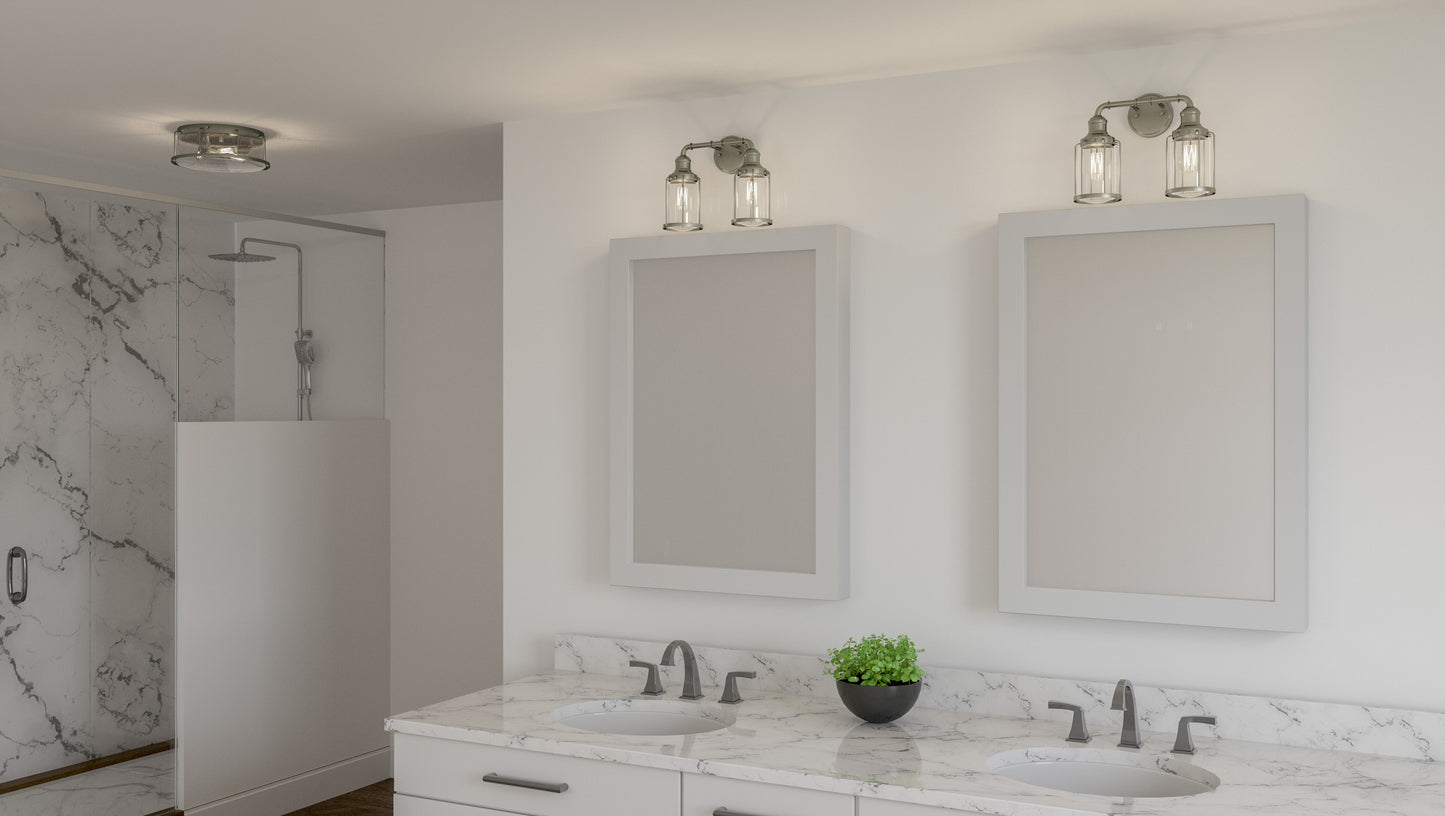 Quoizel Ludlow 3 Light Flush Mount, Brushed Nickel/Clear