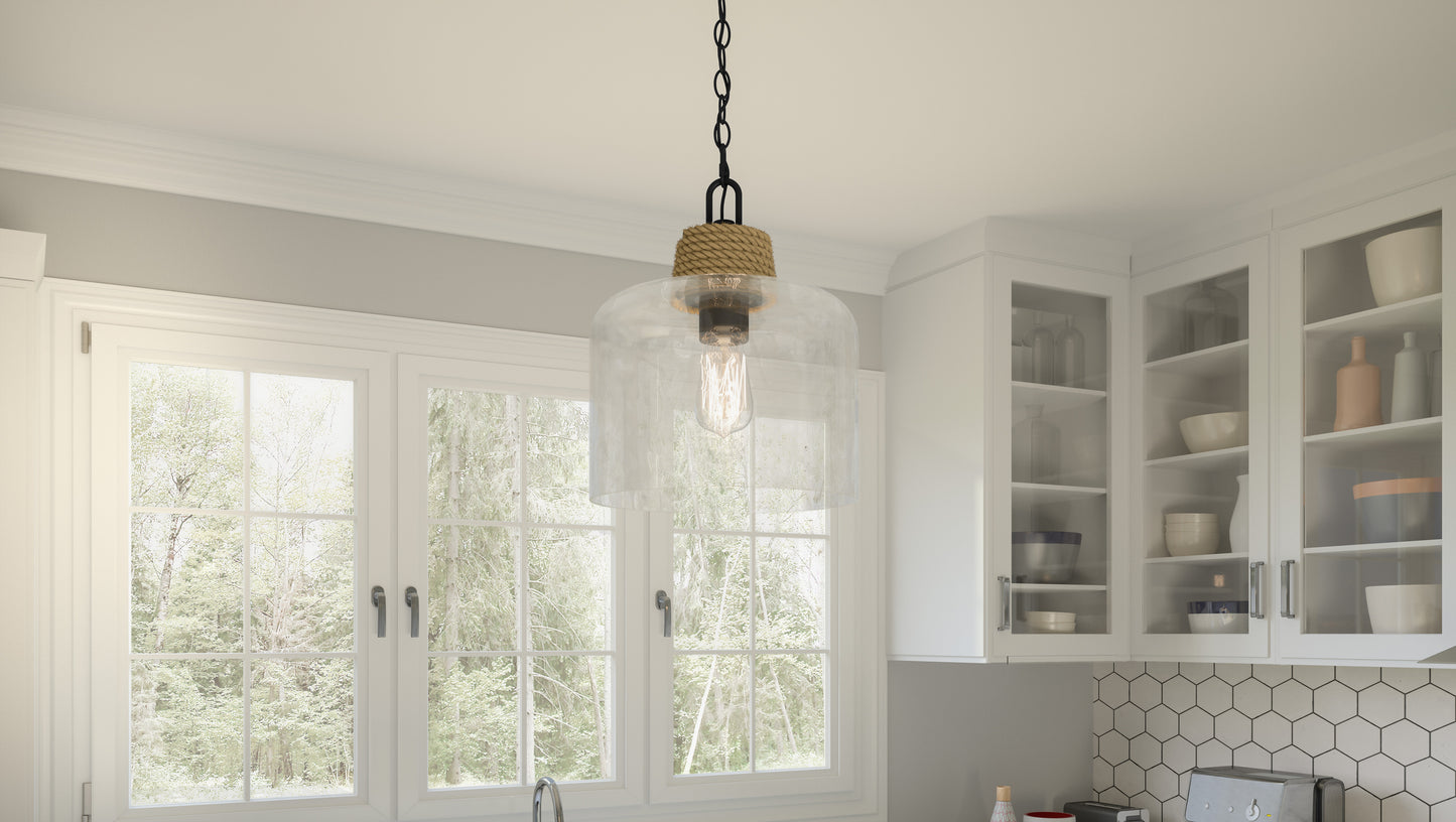1 Light Mini Pendant, Matte Black