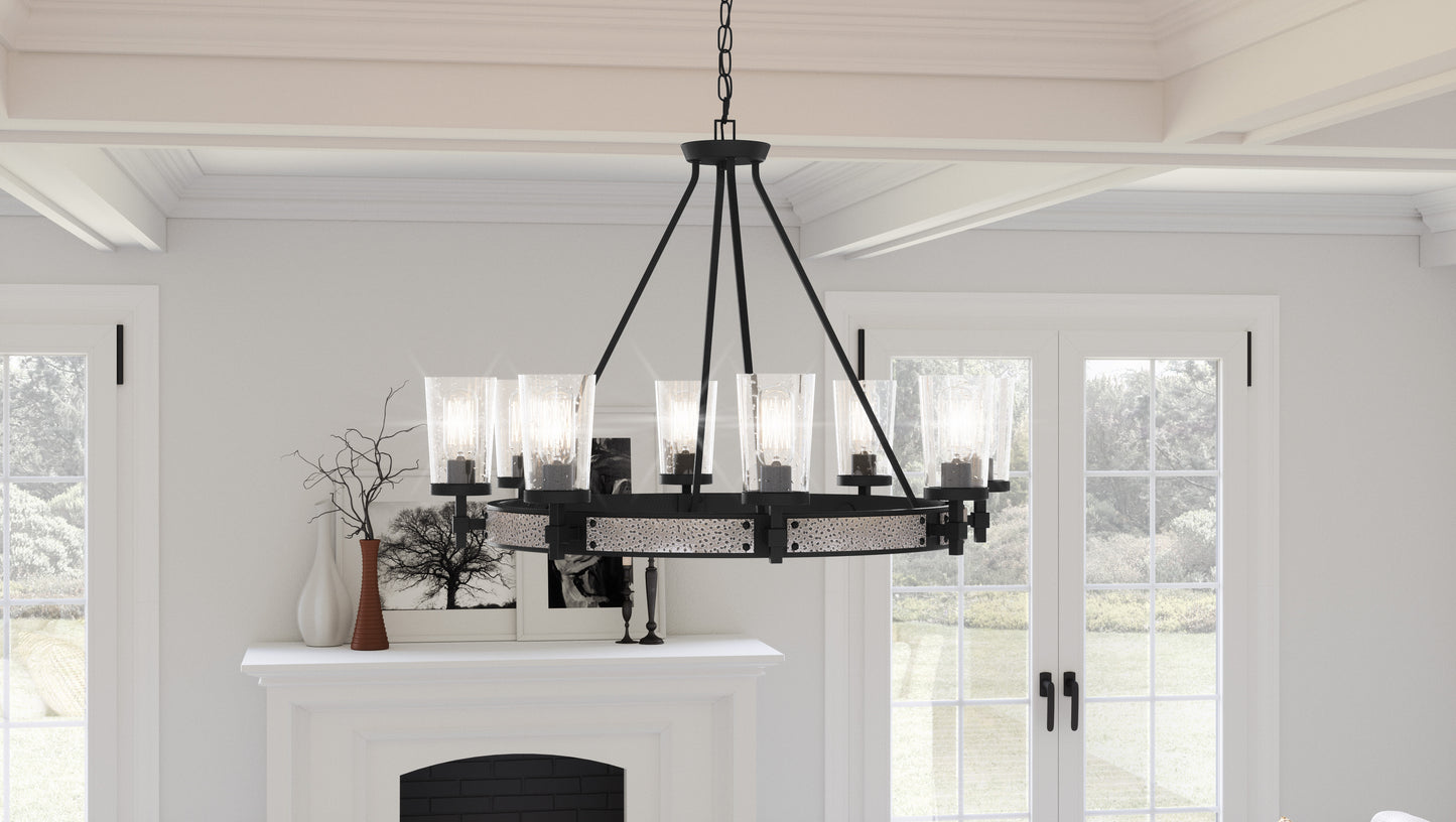 Quoizel Alpine Chandelier, Earth Black/Clear Seeded