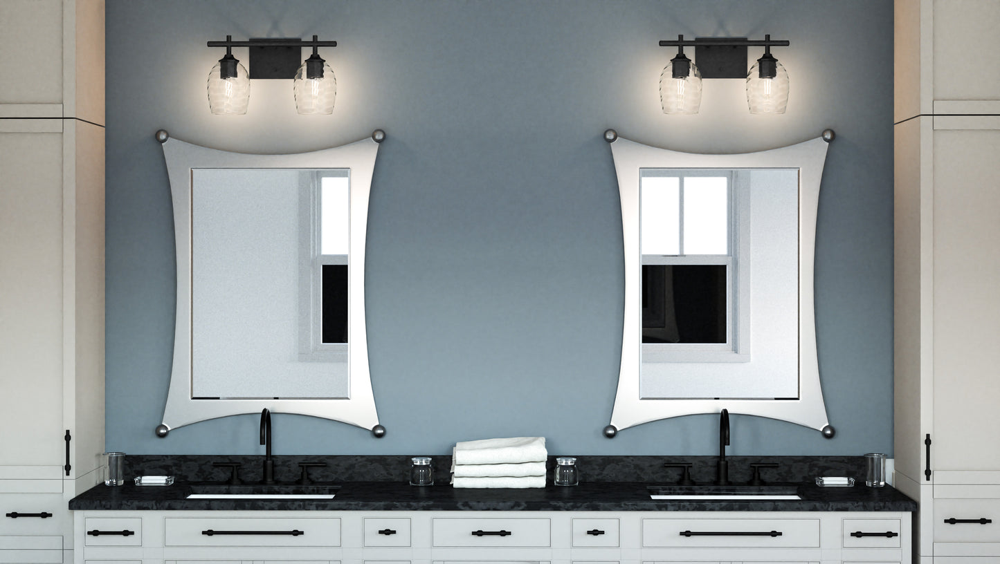 2 Light Bathroom Vanity Light, Matte Black