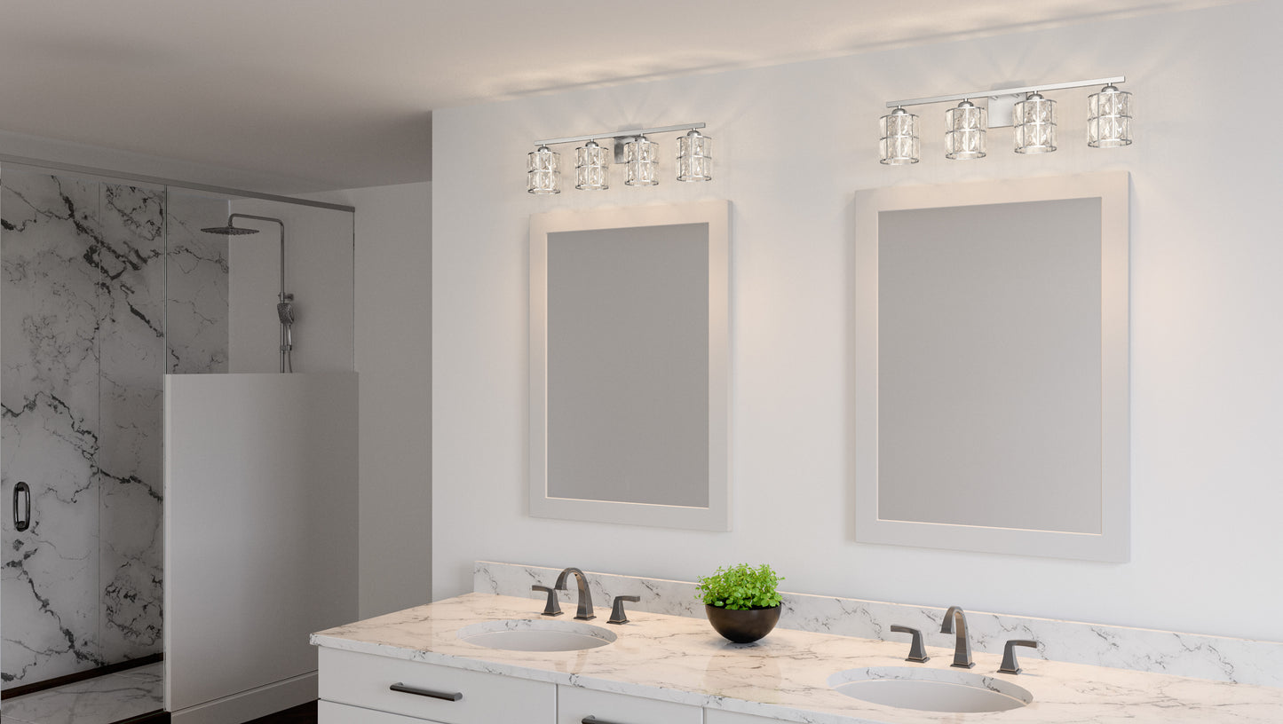 4 Light Bathroom Vanity Light, Polished Chrome