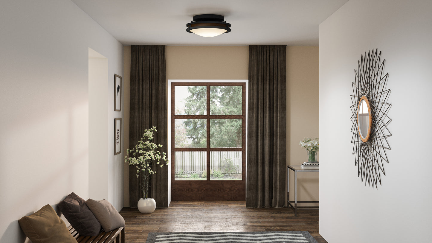 Quoizel Gainsborough 3 Light Flush Mount, Iron/Etched White