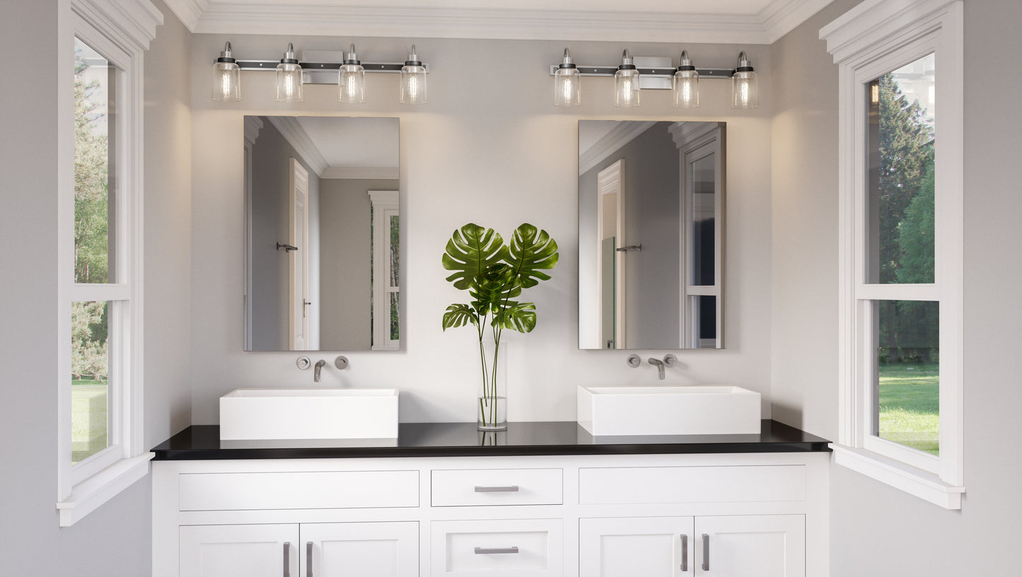 4 Light Bathroom Vanity Light, Brushed Nickel