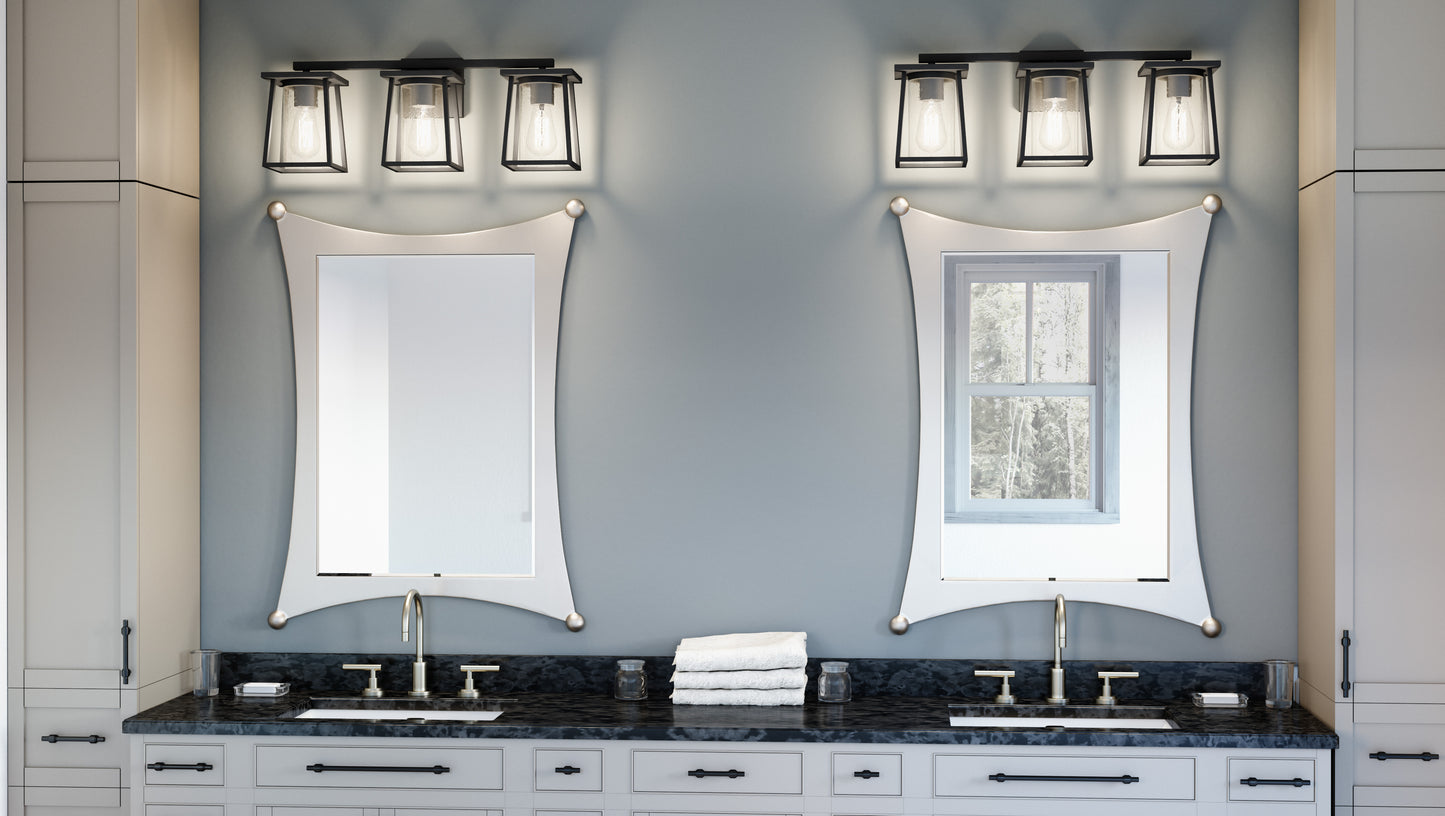3 Light Bathroom Vanity Light, Matte Black