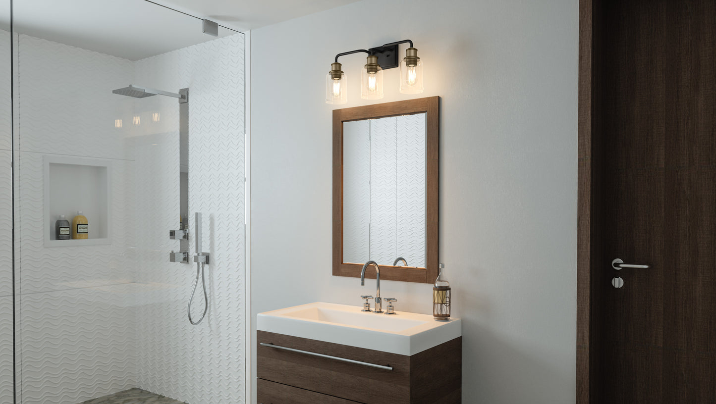 3 Light Bathroom Vanity Light Light, Matte Black