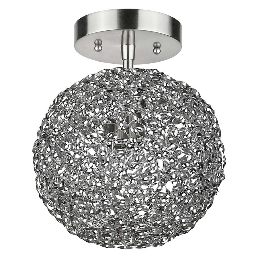 Trend Lighting Snow Flushmount, Nickel/Hand Woven Aluminum Strand - BW6031