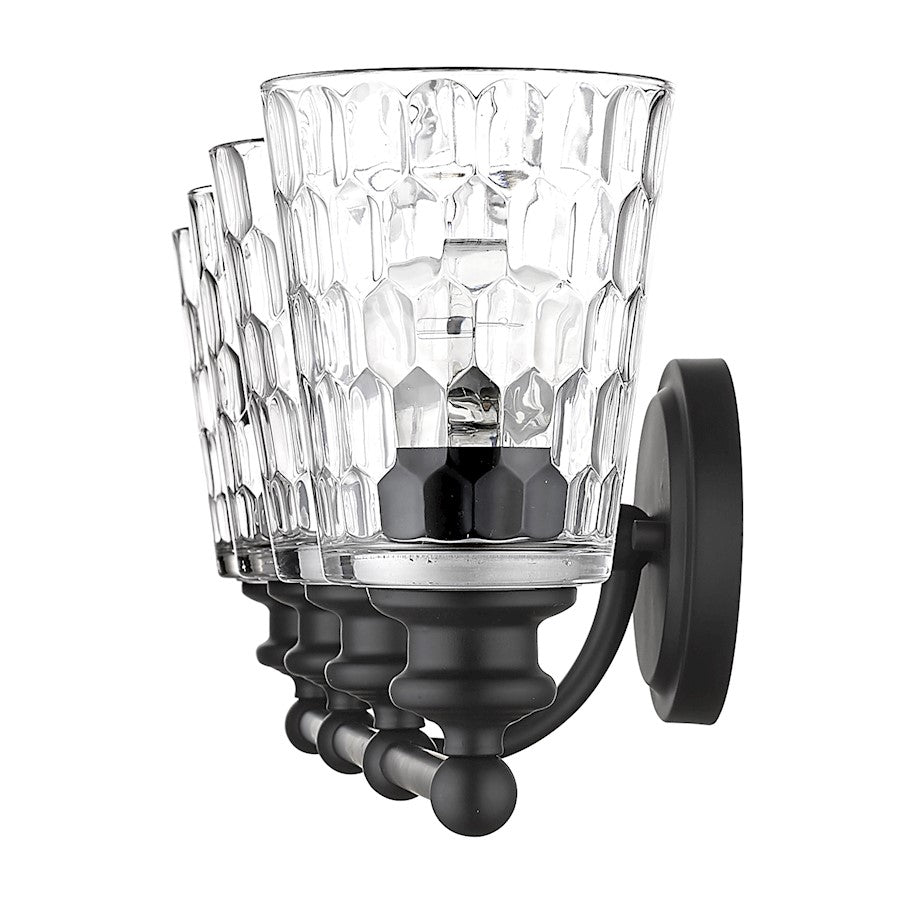 4 Light Bathroom Vanity Light, Matte Black