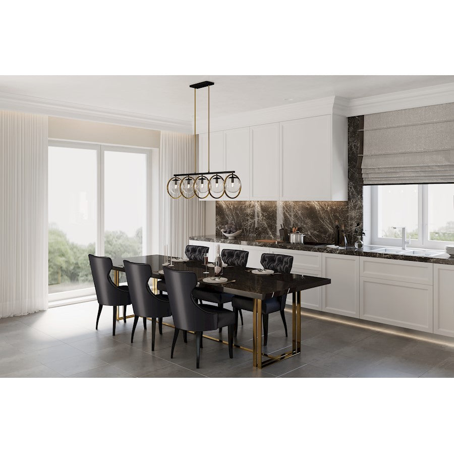 Artcraft Lugano 44in 5-Light Linear Pendant | Modern Black and Vintage Brass Glass | Kitchen Island & Dining Room | 44 x 11 x 14 in | Model AC10896VB