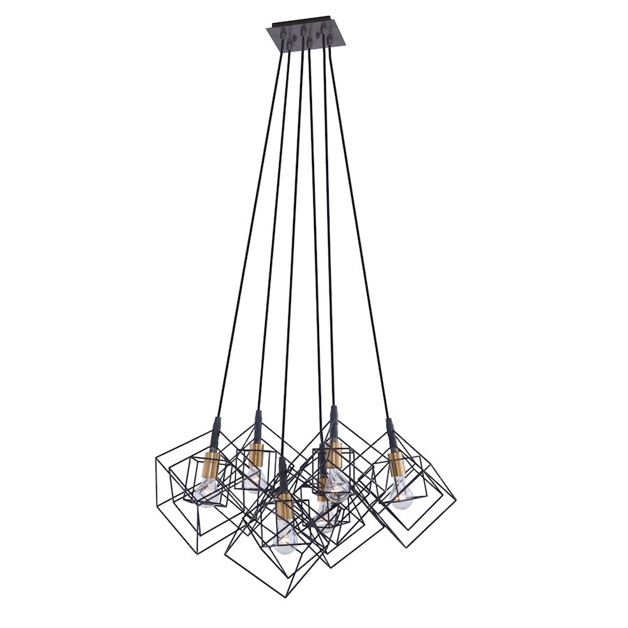 Artcraft Artistry 6 Light 19" Chandelier, Matte Black/Harvest Brass - AC11119PN