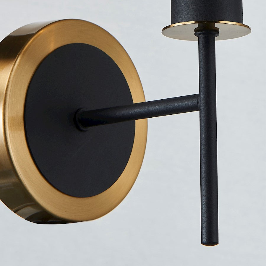 Artcraft Gem 1-Light Sconce | Contemporary Black and Brushed Brass Amber Glass | Bedroom & Hallway Accent Light | 7 x 5 x 12 in | Model AC11871AM