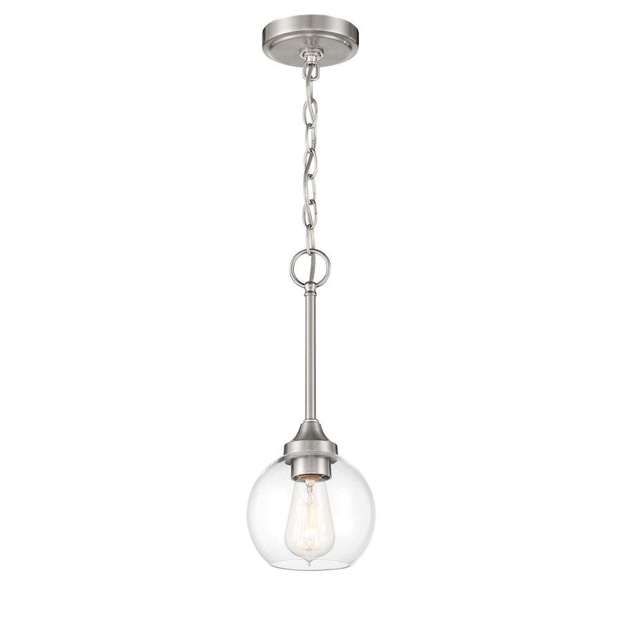 Craftmade Glenda 1 Light Mini Pendant, Nickel - 56291-BNK