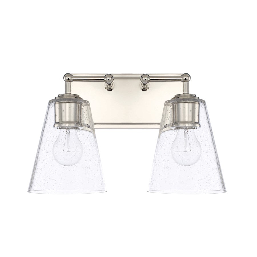 Capital Lighting 2 Light Cone Vanity, Polished Nickel/Seeded - 121721PN-463