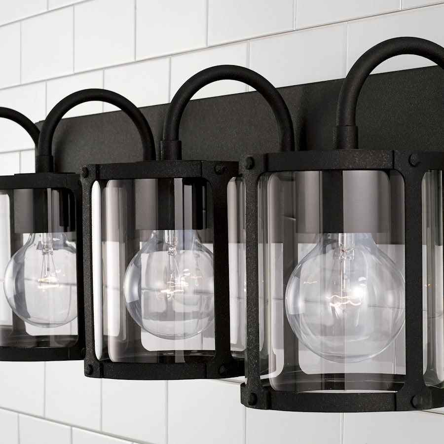 4 Light Bathroom Vanity Light, Black Iron