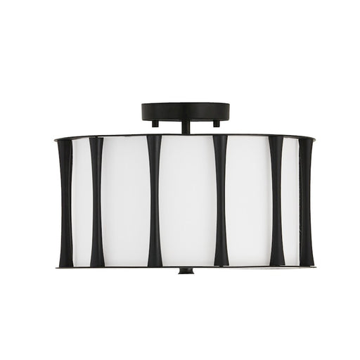 Capital Lighting Bodie 3 Light Semi Flush Mount, Black/White Fabric - 244631MB