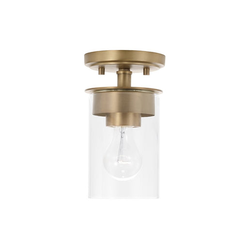 Capital Lighting Mason 1 Light 5" Semi Flush, Aged Brass/Clear - 246811AD-532