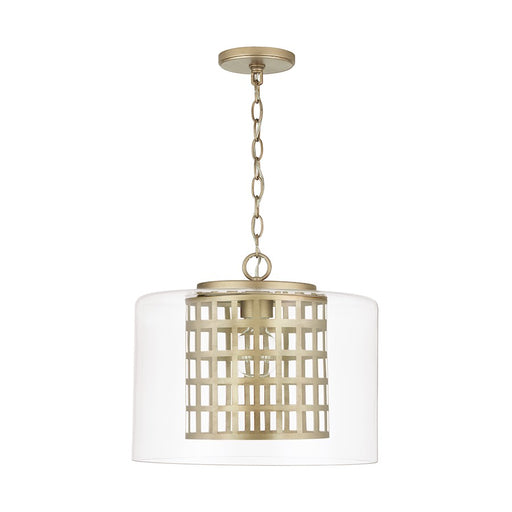 Capital Lighting 1-Light Pendant, Aged Brass Painted/Clear - 338318AP