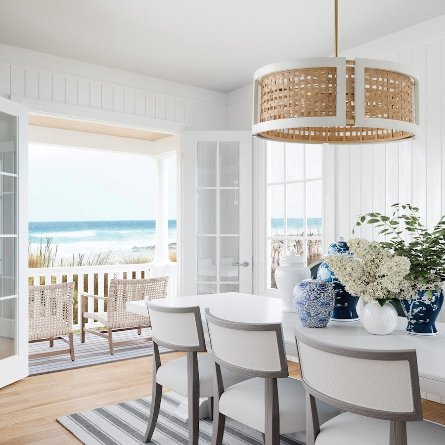 6 Light Chandelier, Flat White