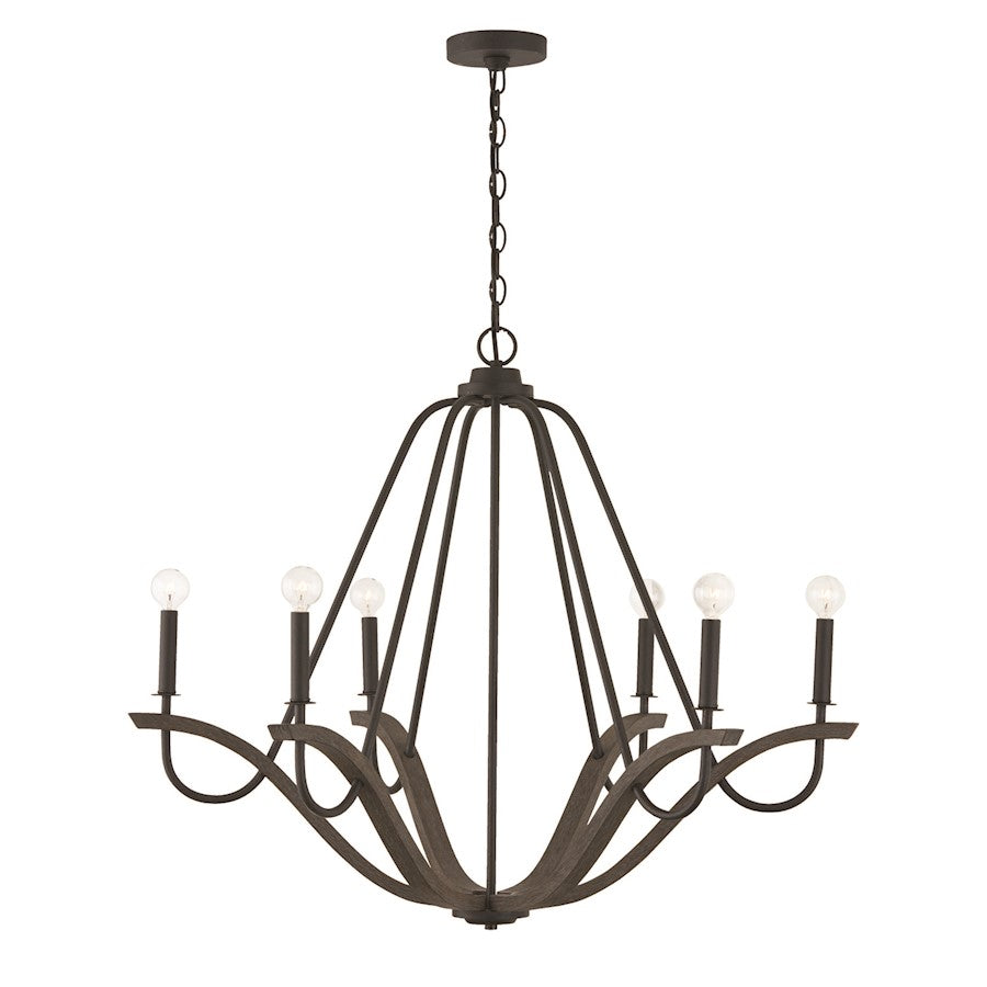 6 Light Chandelier, Grey