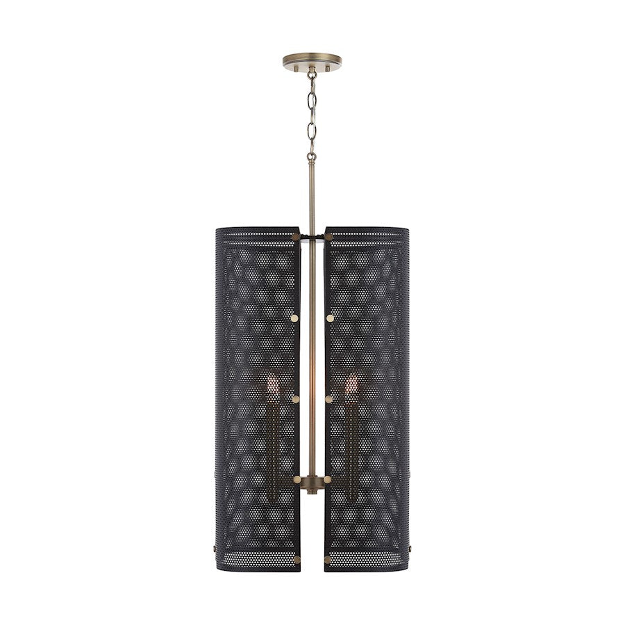 Capital Lighting Dax 4 Light Foyer, Aged Brass and Black