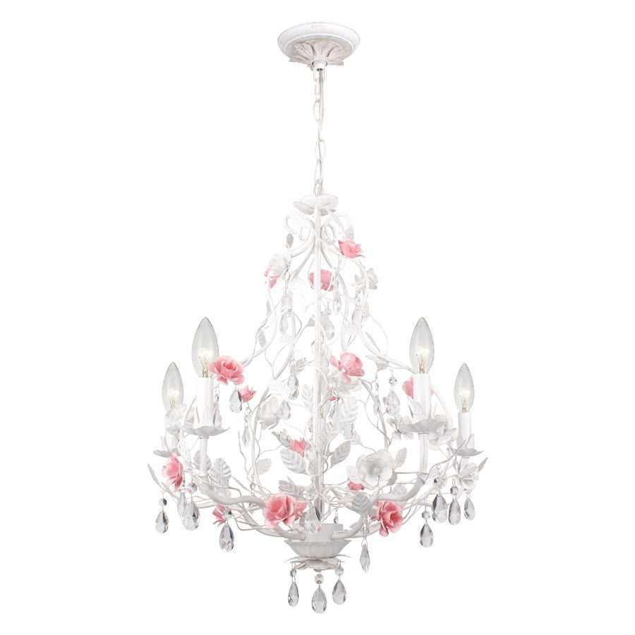 Crystorama Lola 5 Light Chandelier, Wet White - 4856-WW