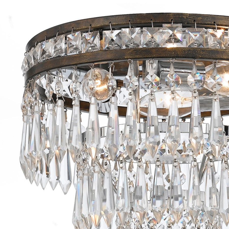 Crystorama Mercer 3 Light Clear Crystal Flush Mount