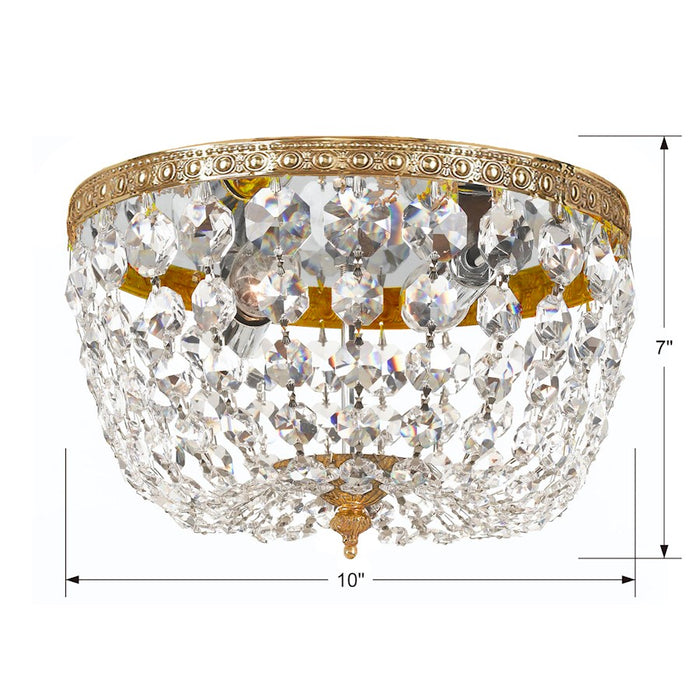 Crystorama 2 Light Clear Crystal Olde Brass Ceiling Mount