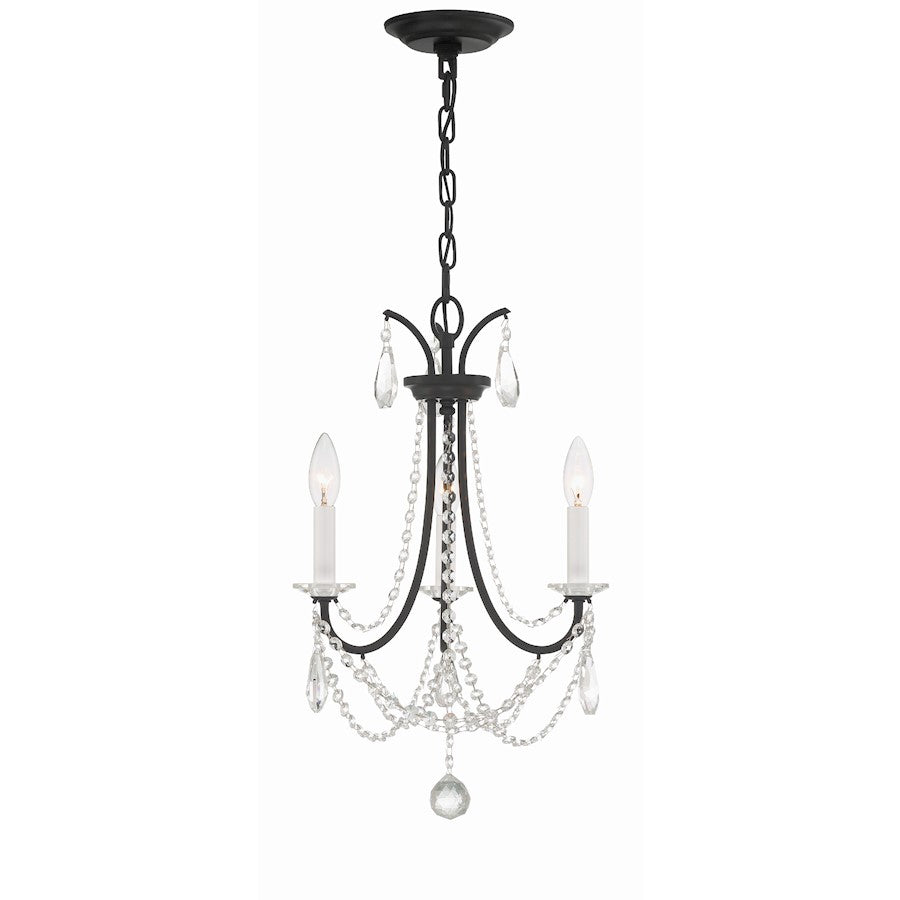 Crystorama Karrington 3 Light Mini Chandelier, Matte Black - KAR-90903-MK-CL-MWP
