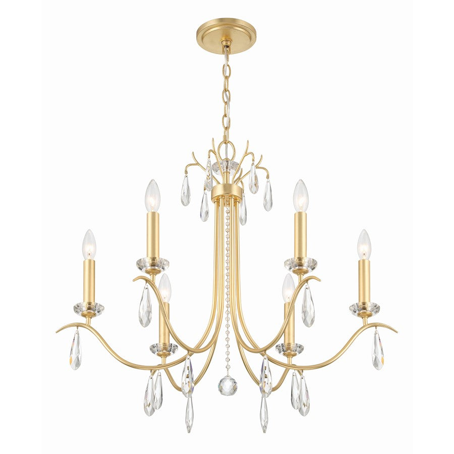 6 Light Chandelier, Antique Gold