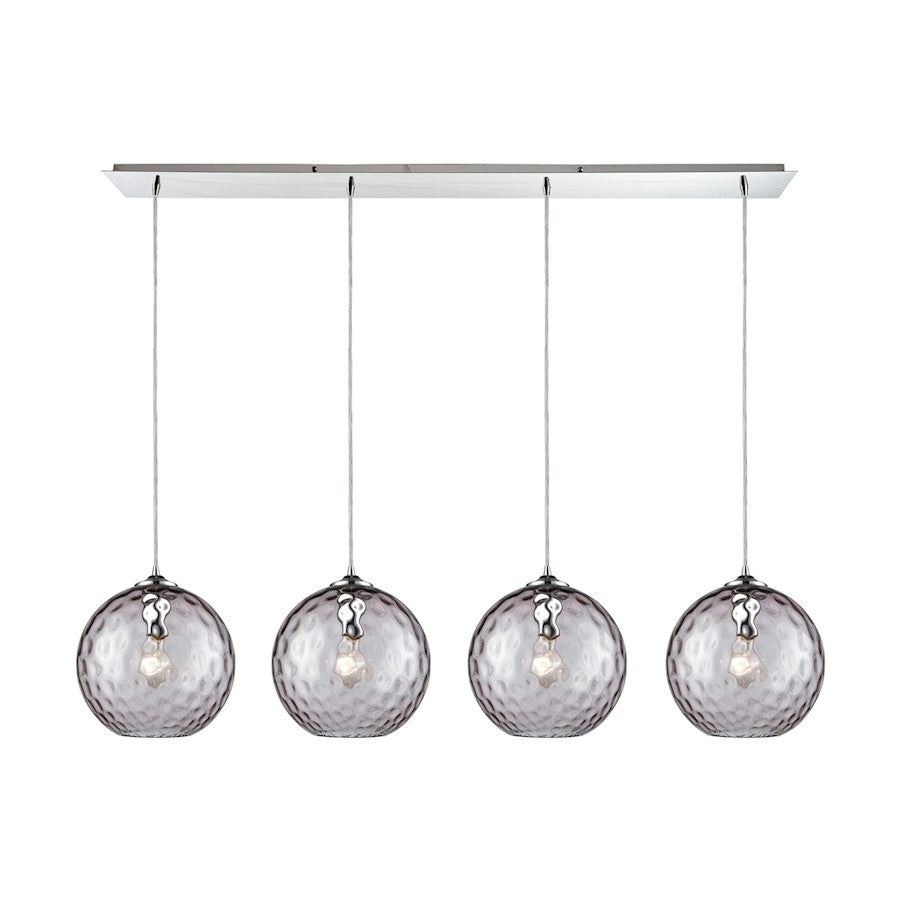 ELK Lighting Watersphere 4-Light Linear Pendant, Chrome/Purple - 31380-4LP-PRP