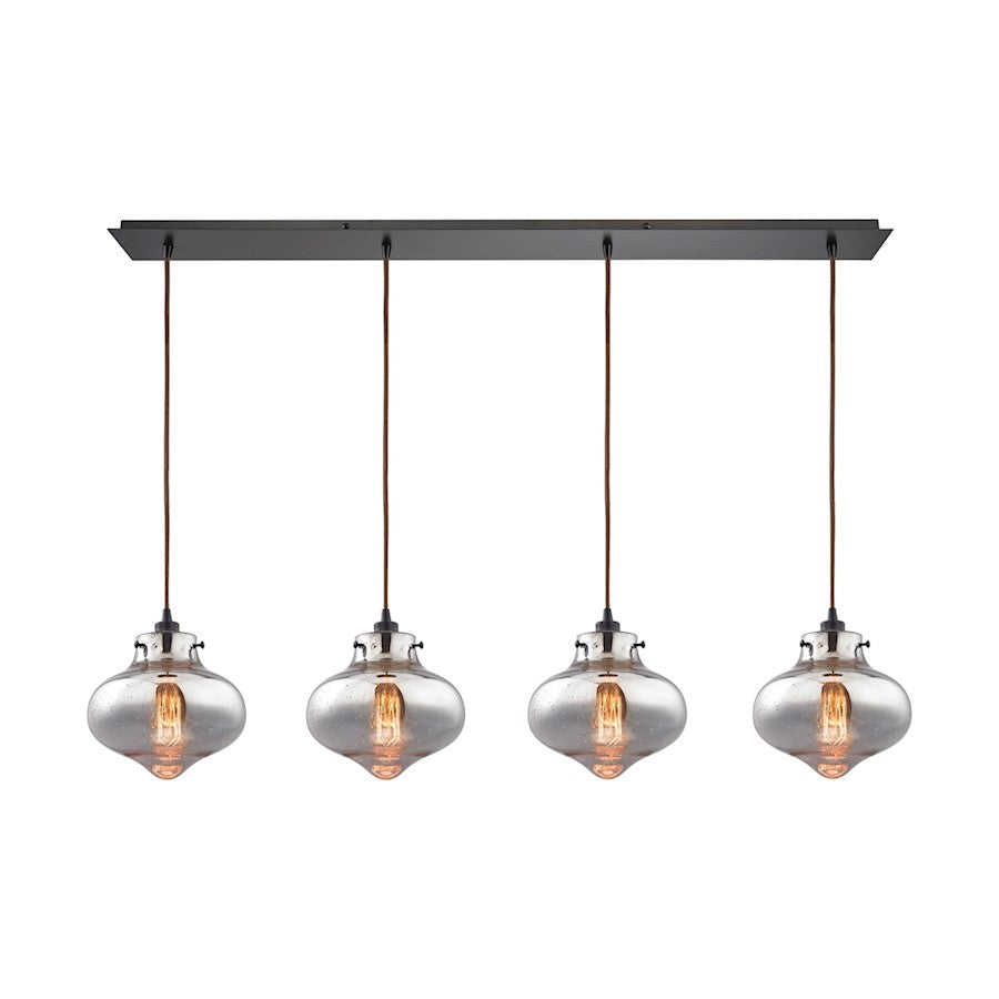 ELK Lighting Kelsey 4-Light Linear Pendant, Bronze/Mercury Glass - 31955-4LP