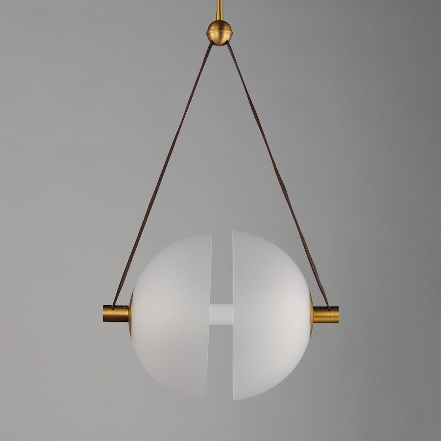1 Light LED Pendant, Brass/Frosted