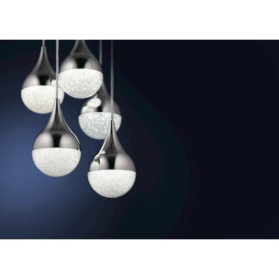 5 Light LED Cluster Pendant, Chrome