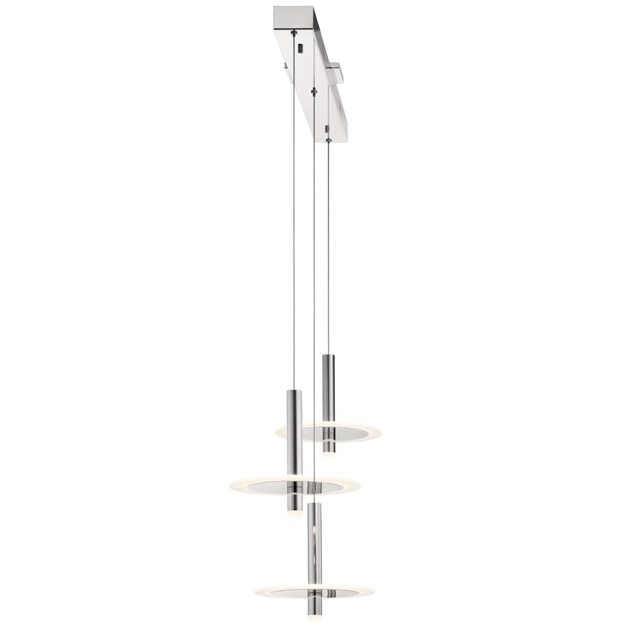 3 Light LED Linear Chandelier , Chrome
