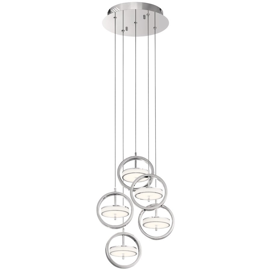 Elan Baylin 5 Light LED Cluster Pendant, Chrome/White Acrylic - 84144