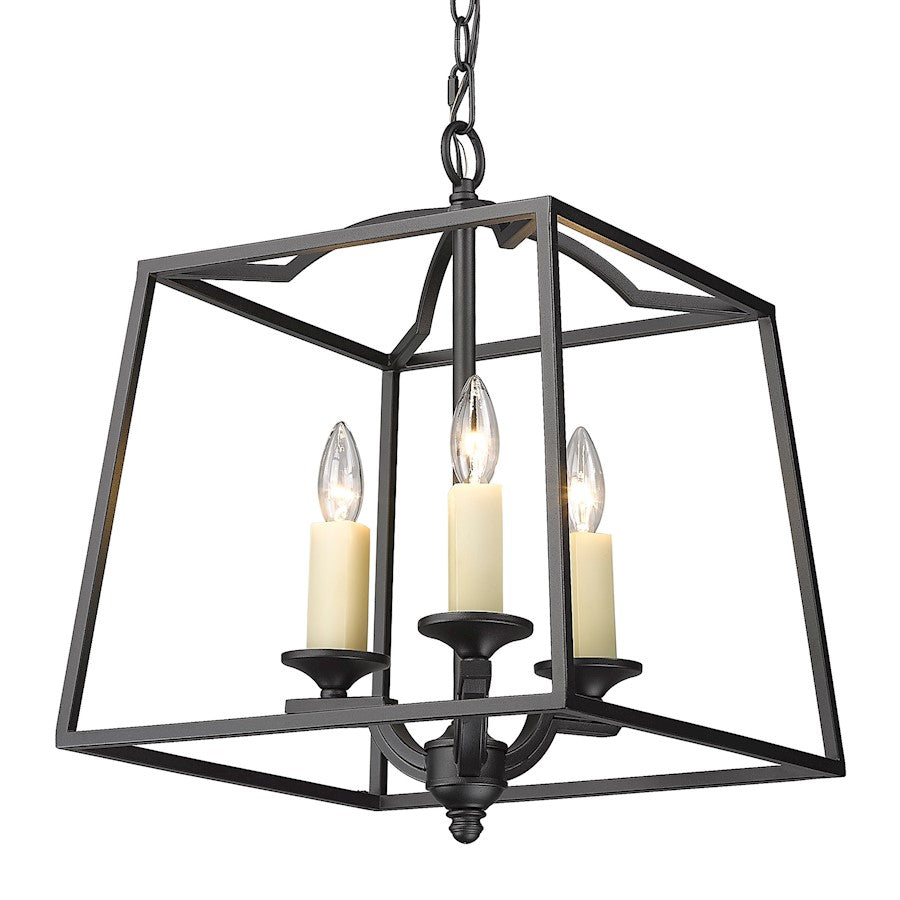 3 Light Pendant, Natural Black
