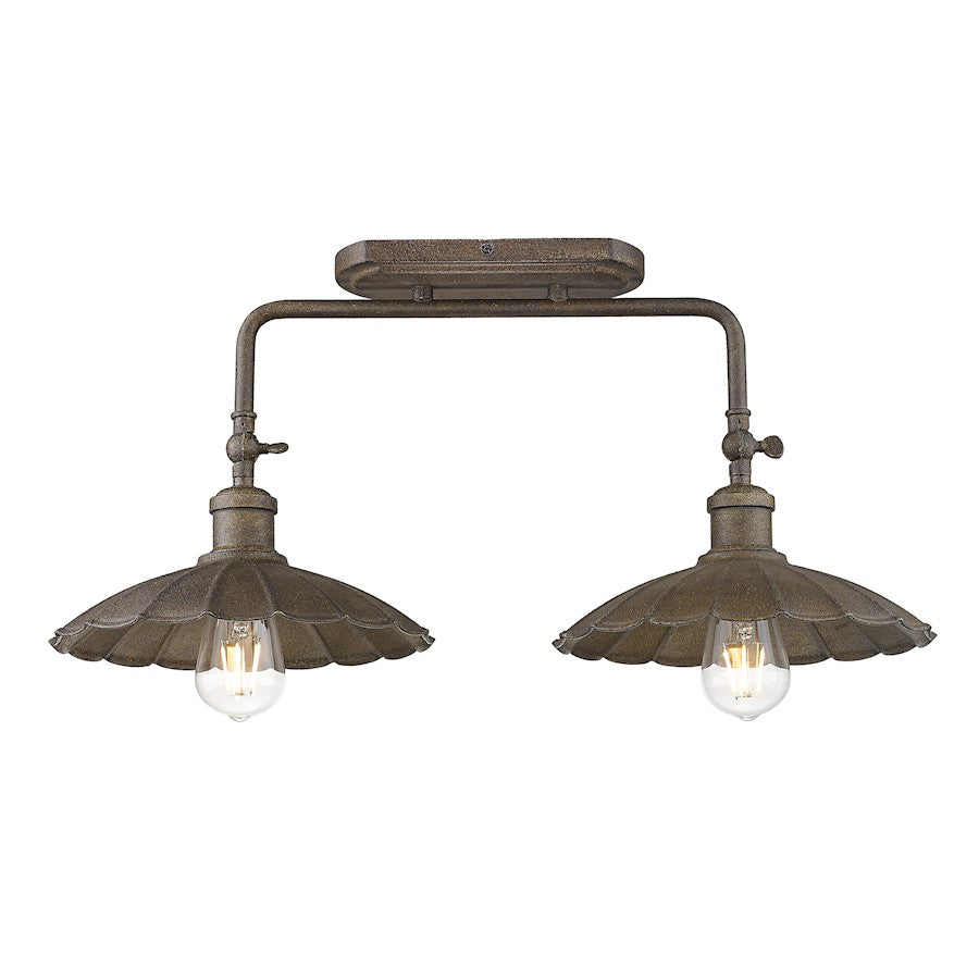 2 Light Bathroom Vanity Light, Dark Rust