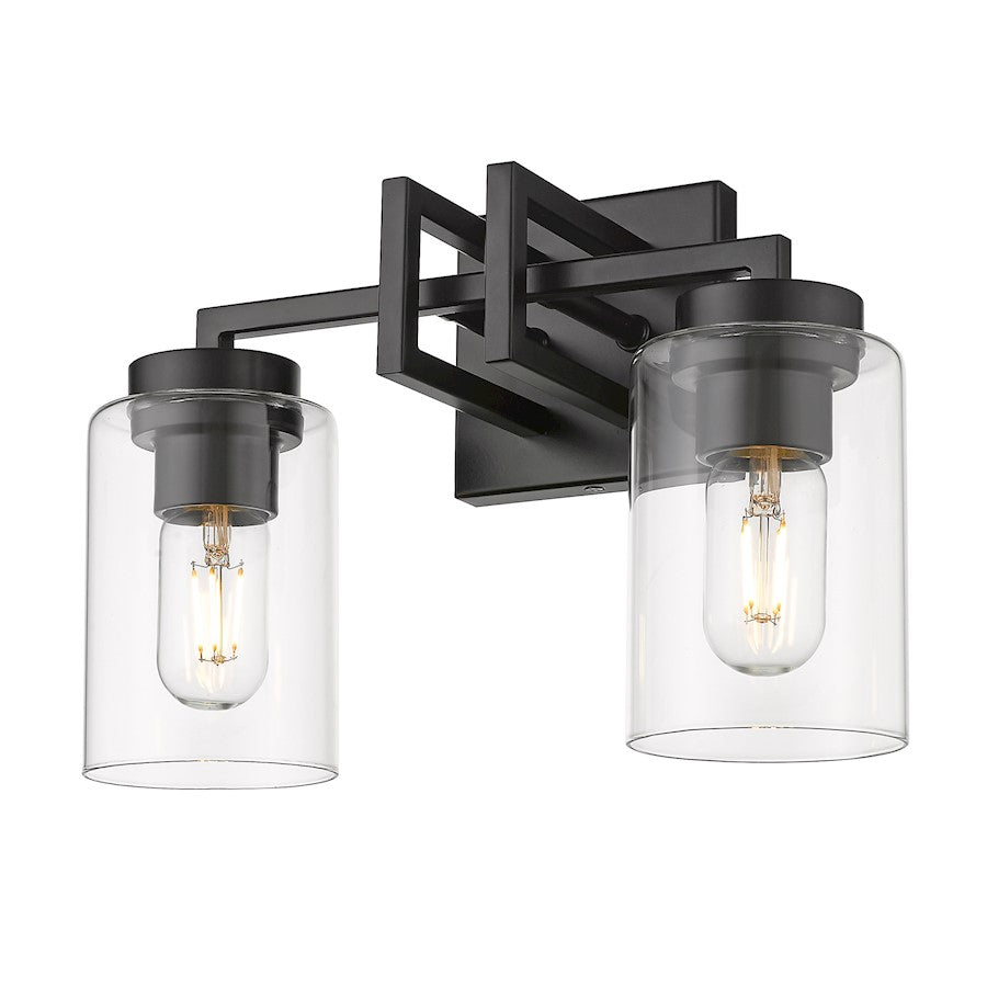 2 Light Bathroom Vanity Light, Matte Black