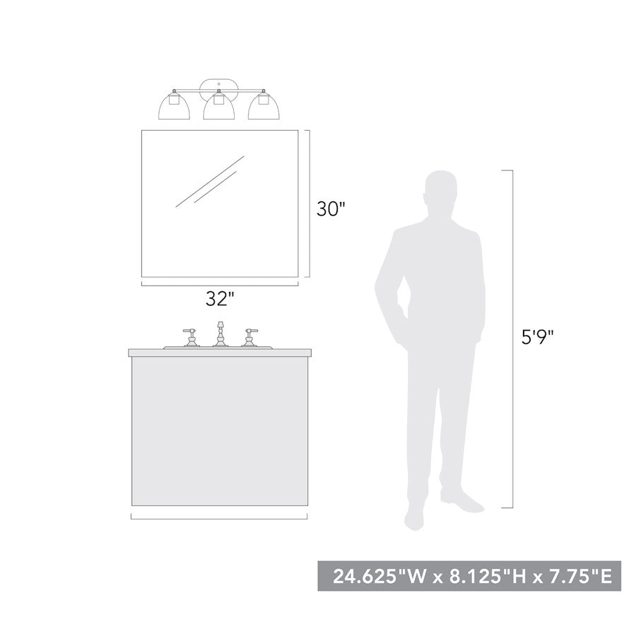 3 Light Bathroom Vanity Light, Black