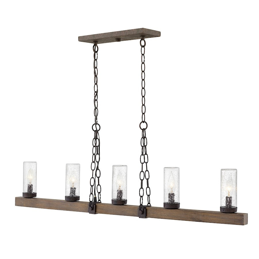 Hinkley 5 Light Sawyer Outdoor Linear Chandelier, Sequoia