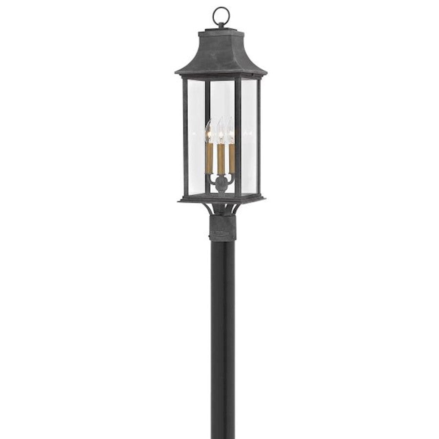 Hinkley Lighting Adair 3 Light Outdoor Post Mount Lantern, Aged Zinc