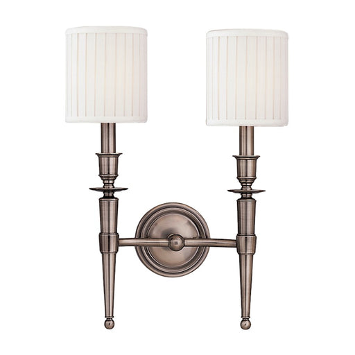 Hudson Valley Abington 2 Light Wall Sconce, Antique Nickel/White - 4902-AN
