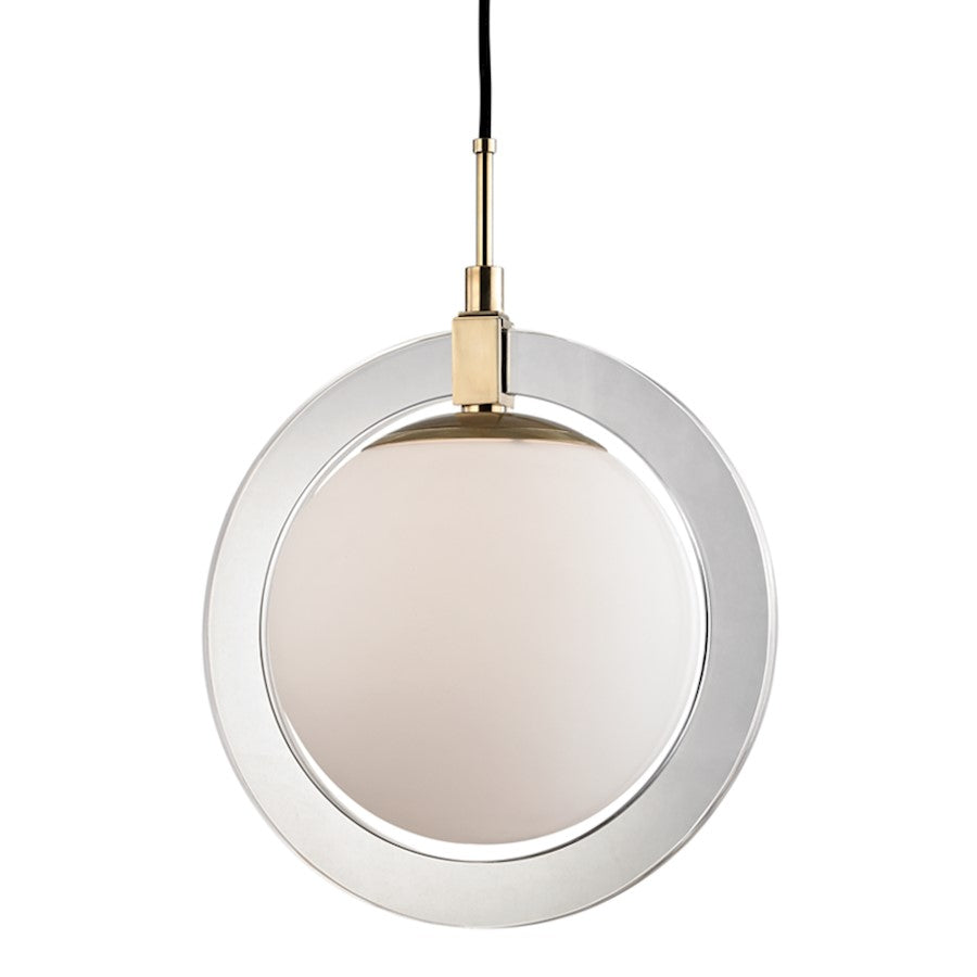 Hudson Valley Caswell 1 Light Pendant, Aged Brass/White - 5118-AGB