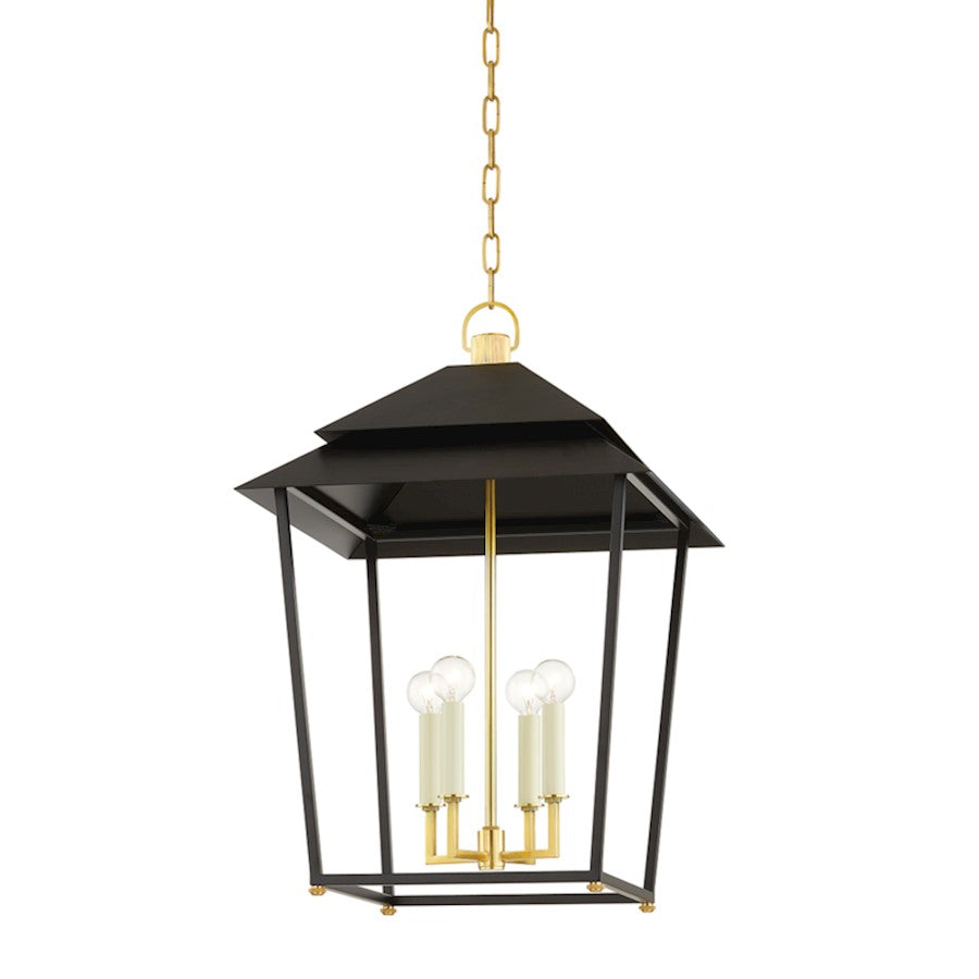 Hudson Valley Natick 4 Light 27" Lantern in Aged Brass/Black - 5127-AGB-SBK