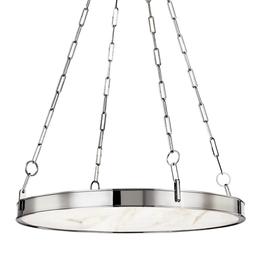 Hudson Valley Kirby 1 Light 19" Chandelier in Polished Nickel/White - 7230-PN