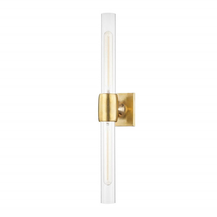Hudson Valley Hogan 2 Light Wall Sconce in Aged Brass/Clear - 7552-AGB